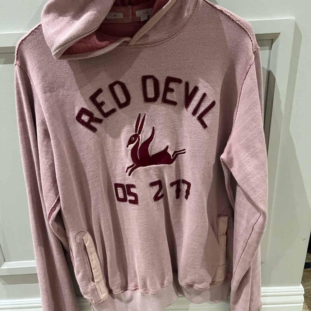 Pink Hoodie with Red Devil Graphic